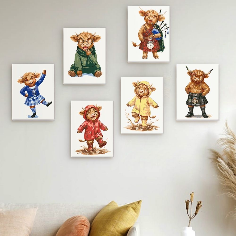 [PRE-ORDER] Mini Paint by Numbers 15x20cm Framed Canvas (6 pieces) - Scottish Farm Friends