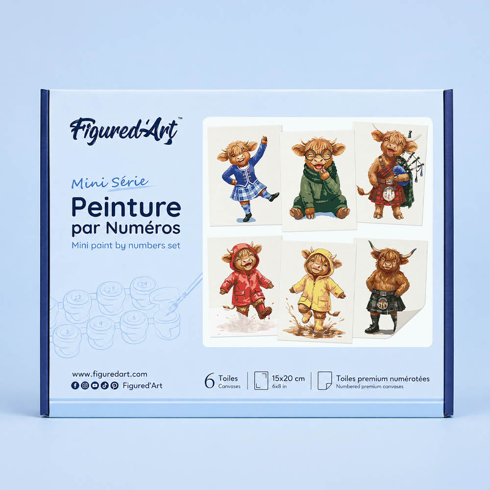 [PRE-ORDER] Mini Serie Paint by Numbers 15x20cm (6 pieces) - Scottish Farm Friends
