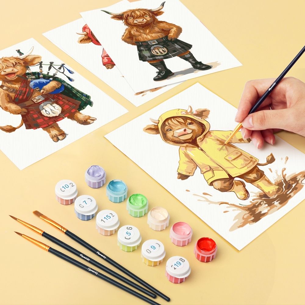 [PRE-ORDER] Mini Paint by Numbers 15x20cm (6 pieces) - Scottish Farm Friends