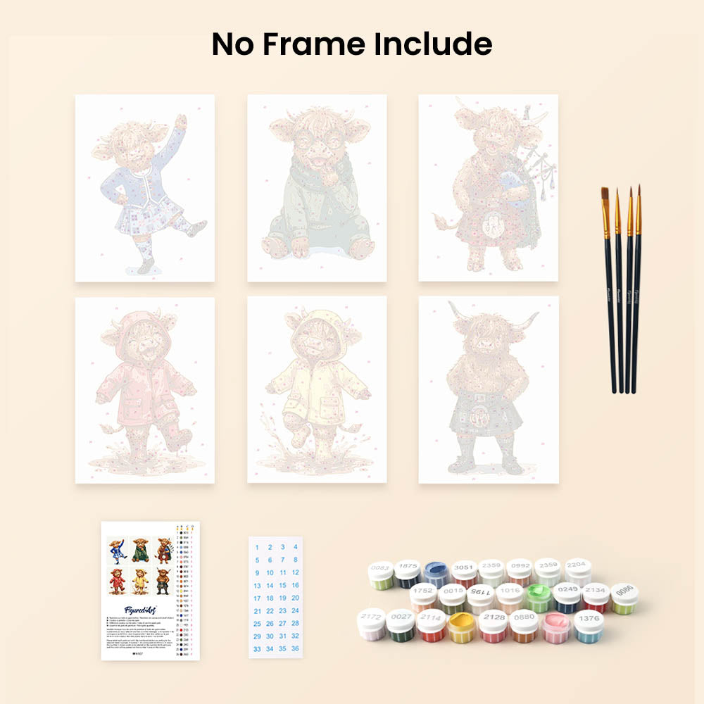 [PRE-ORDER] Mini Paint by Numbers 15x20cm Framed Canvas (6 pieces) - Scottish Farm Friends