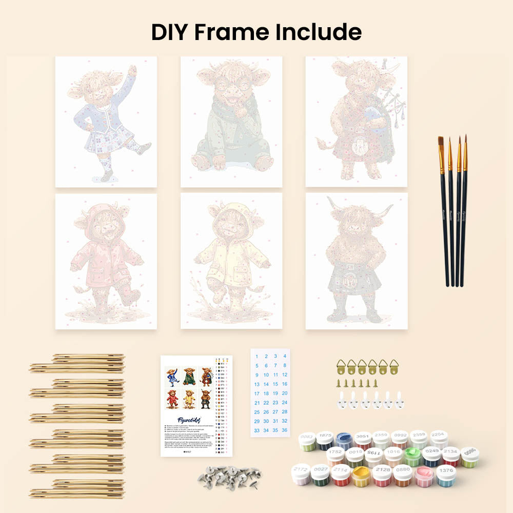 [PRE-ORDER] Mini Paint by Numbers 15x20cm (6 pieces) - Scottish Farm Friends