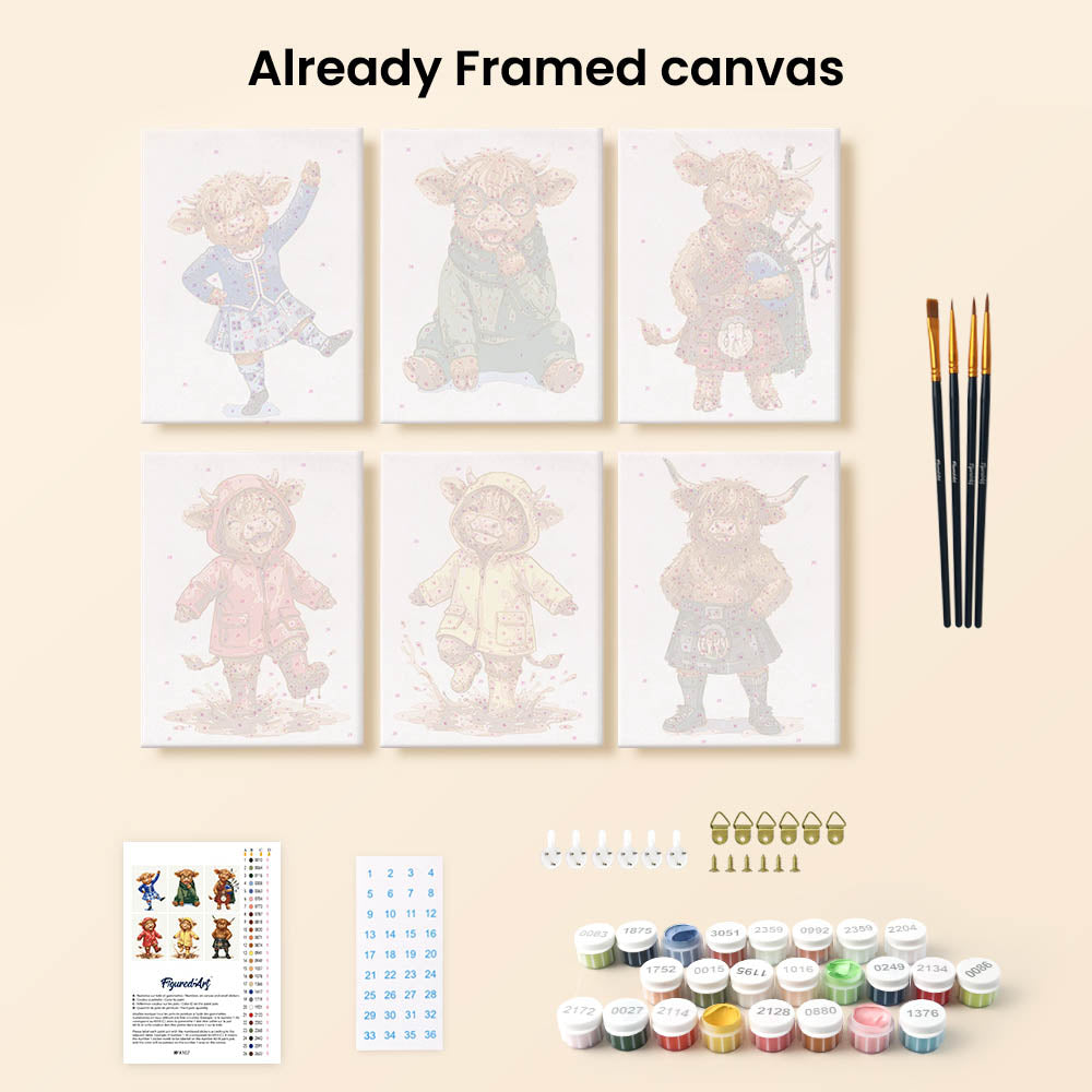 [PRE-ORDER] Mini Paint by Numbers 15x20cm (6 pieces) - Scottish Farm Friends