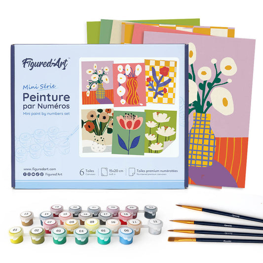 Paint by Numbers – 6 Canvas Set | Abstract Floral Vases Figured'Art