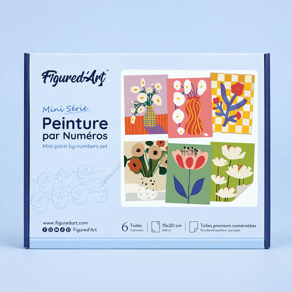 [PRE-ORDER] Mini Serie Paint by Numbers 15x20cm (6 pieces) - Abstract Floral Vases