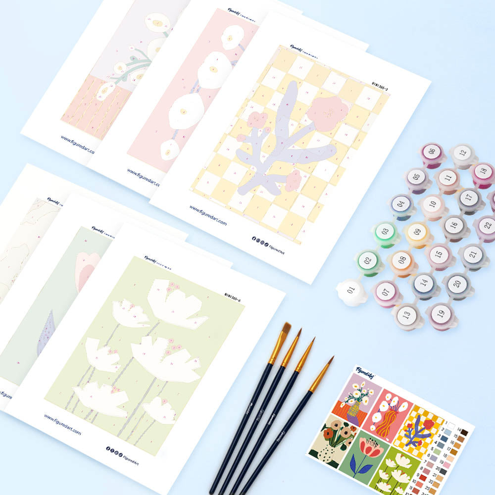 [PRE-ORDER] Mini Serie Paint by Numbers 15x20cm (6 pieces) - Abstract Floral Vases