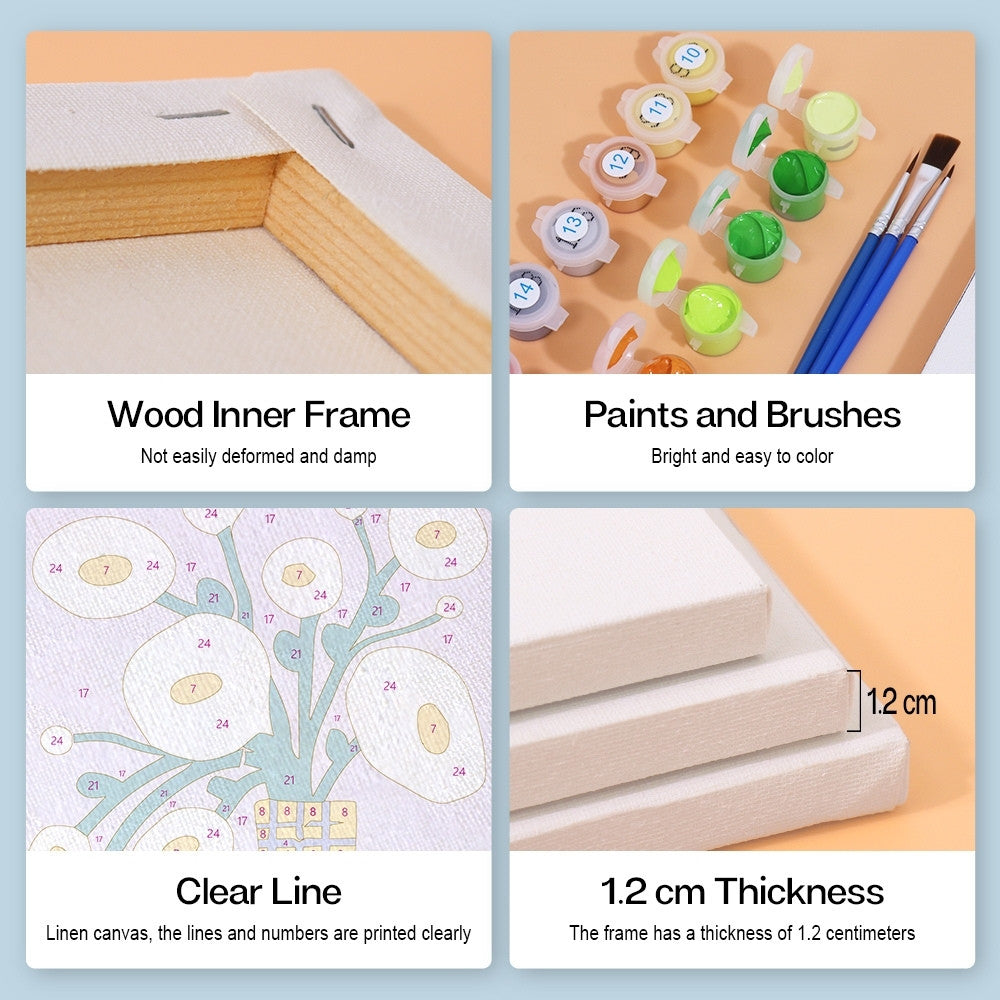 [PRE-ORDER] Mini Paint by Numbers 15x20cm Framed Canvas (6 pieces) - Abstract Floral Vases