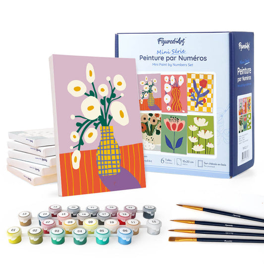 Paint by Numbers – 6 Canvas Set | Abstract Floral Vases Figured'Art