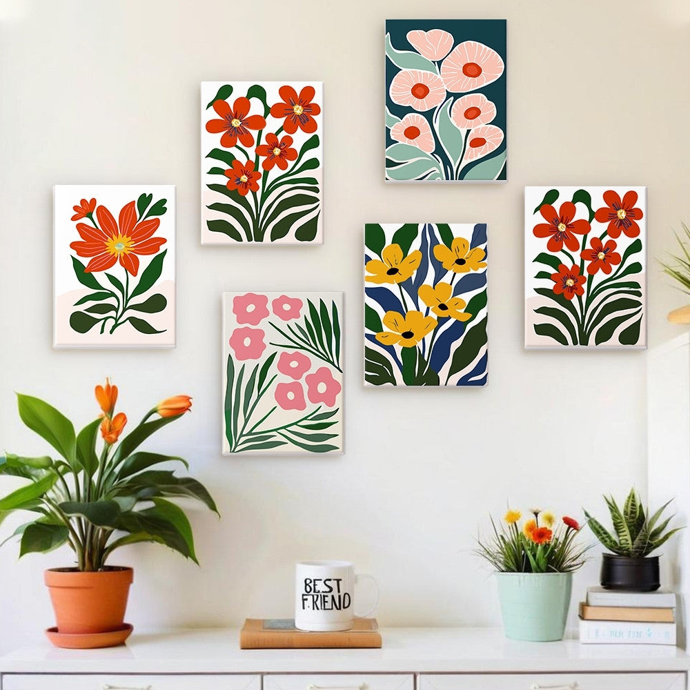[PRE-ORDER] Mini Serie Paint by Numbers 15x20cm Framed Canvas (6 pieces) - Colorful Floral Patterns