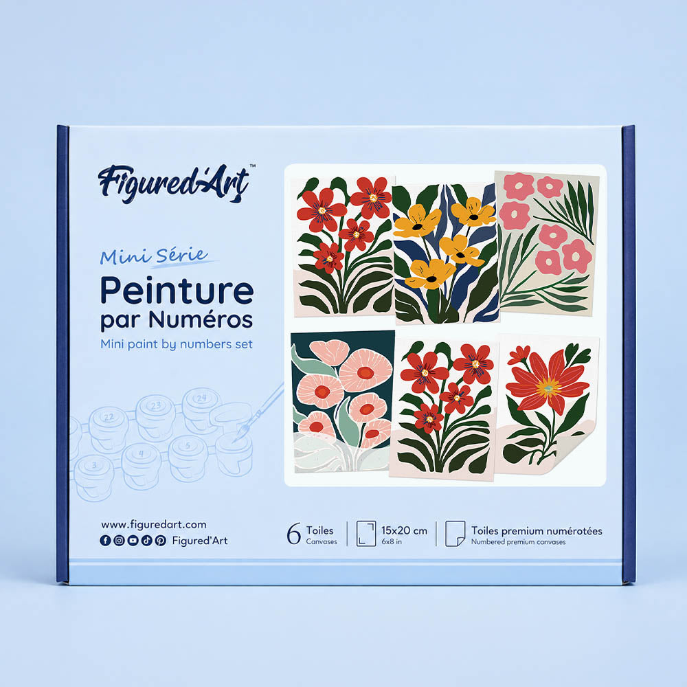 [PRE-ORDER] Mini Serie Paint by Numbers 15x20cm (6 pieces) - Colorful Floral Patterns