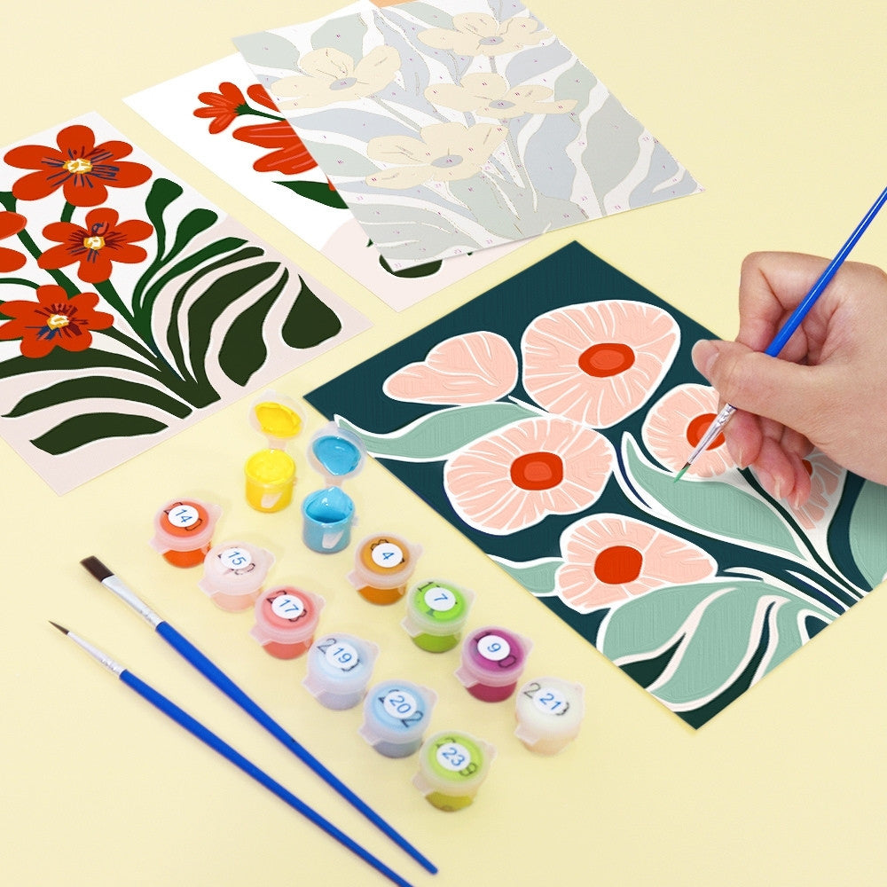 [PRE-ORDER] Mini Paint by Numbers 15x20cm Framed Canvas (6 pieces) - Colorful Floral Patterns