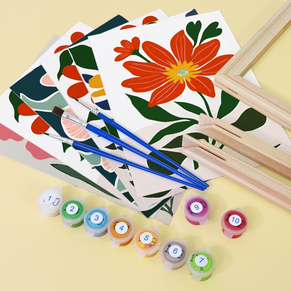 [PRE-ORDER] Mini Paint by Numbers 15x20cm (6 pieces) - Colorful Floral Patterns