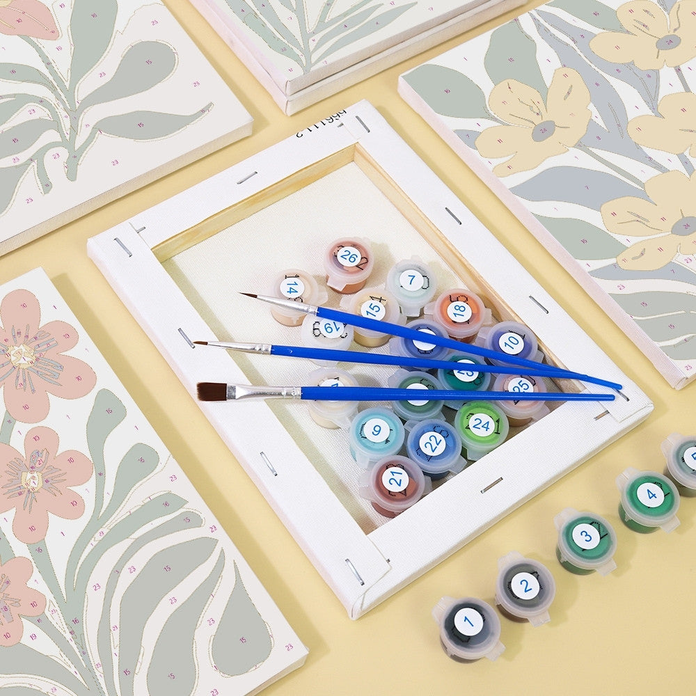 [PRE-ORDER] Mini Paint by Numbers 15x20cm Framed Canvas (6 pieces) - Colorful Floral Patterns