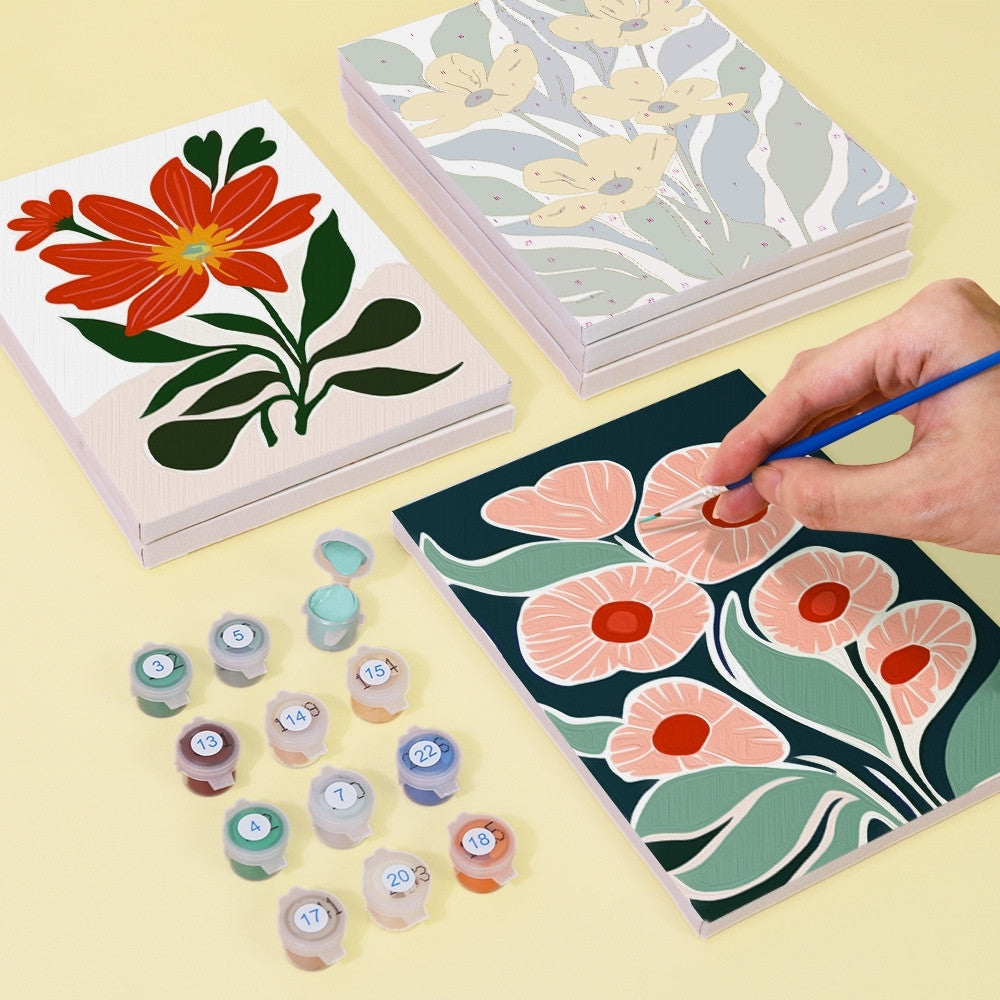 [PRE-ORDER] Mini Paint by Numbers 15x20cm (6 pieces) - Colorful Floral Patterns