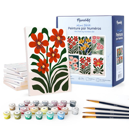 Paint by Numbers – 6 Canvas Set | Colorful Floral Patterns Figured'Art
