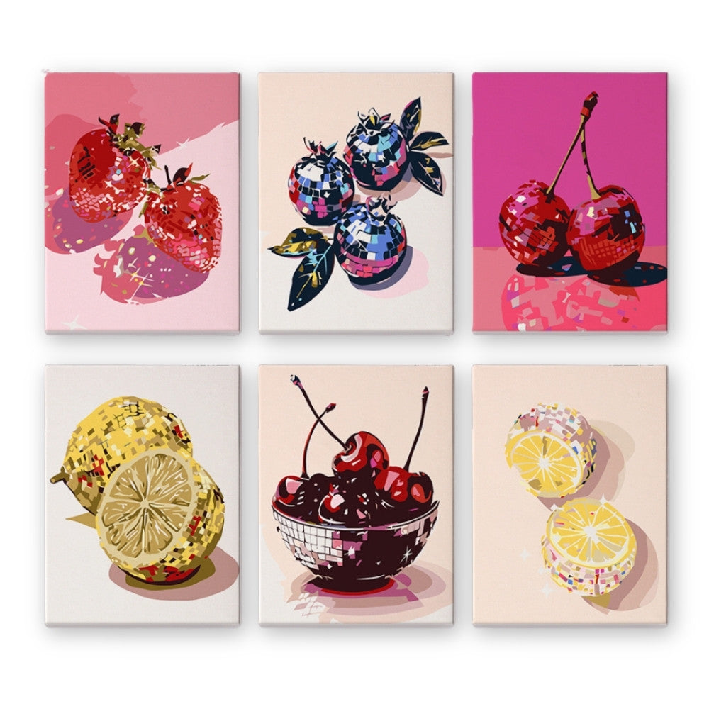 [PRE-ORDER] Mini Serie Paint by Numbers 15x20cm Framed Canvas (6 pieces) - Disco Fruits