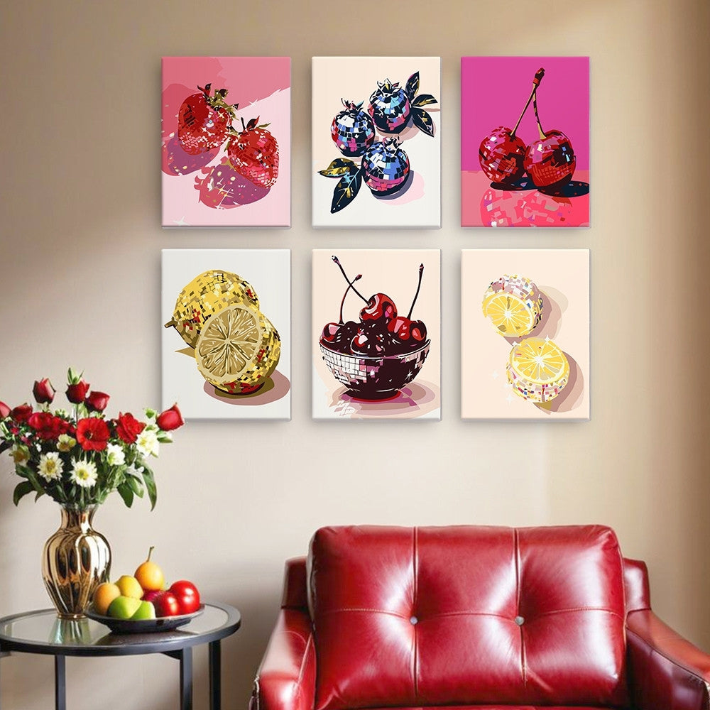 [PRE-ORDER] Mini Serie Paint by Numbers 15x20cm Framed Canvas (6 pieces) - Disco Fruits