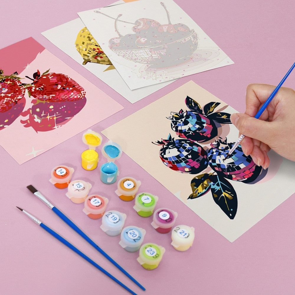 [PRE-ORDER] Mini Paint by Numbers 15x20cm (6 pieces) - Disco Fruits