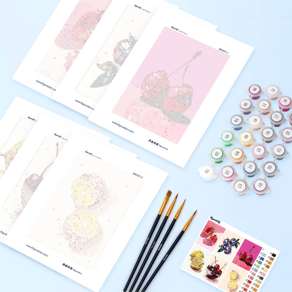 [PRE-ORDER] Mini Serie Paint by Numbers 15x20cm (6 pieces) - Disco Fruits
