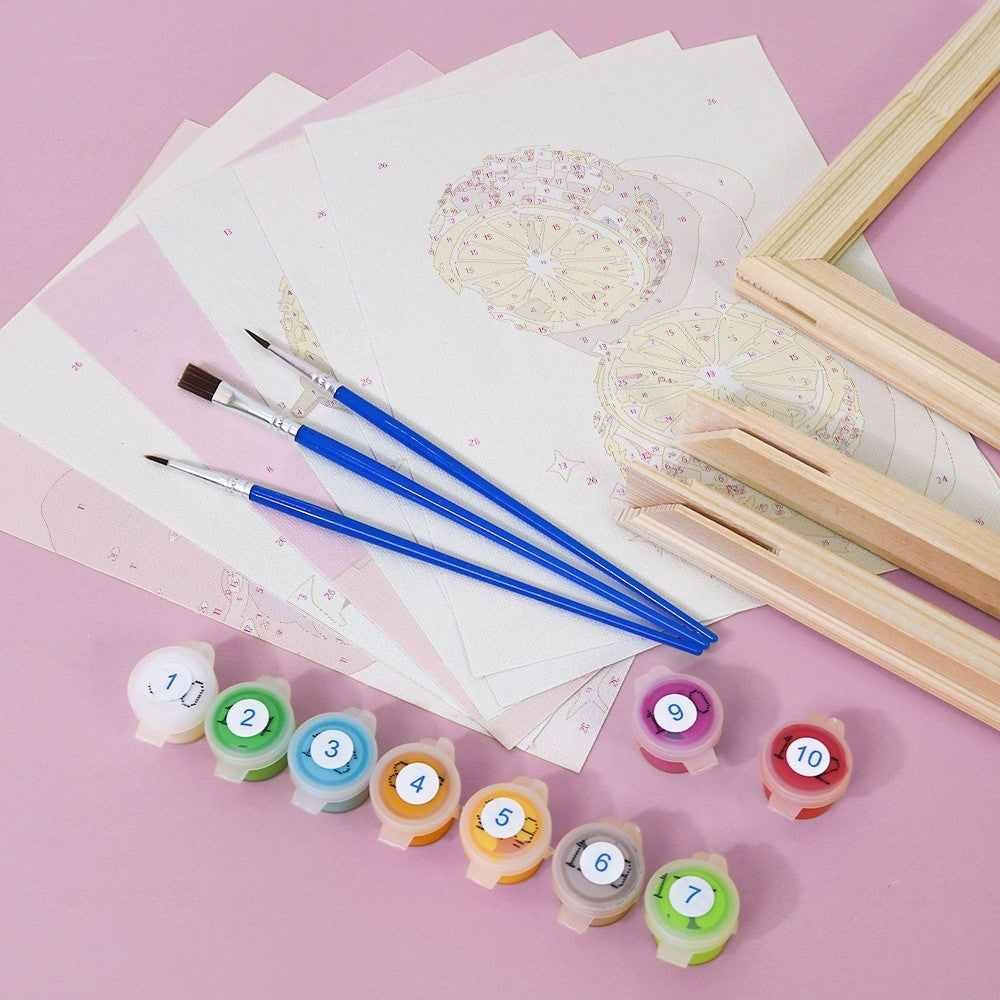 [PRE-ORDER] Mini Paint by Numbers 15x20cm Framed Canvas (6 pieces) - Disco Fruits