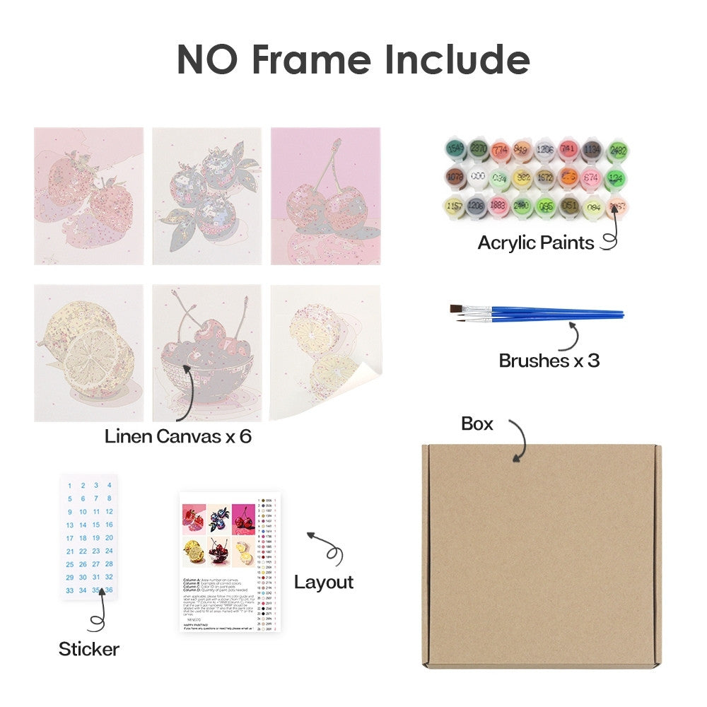 [PRE-ORDER] Mini Paint by Numbers 15x20cm (6 pieces) - Disco Fruits