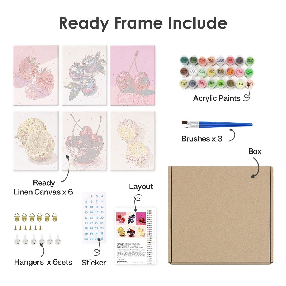 [PRE-ORDER] Mini Paint by Numbers 15x20cm (6 pieces) - Disco Fruits