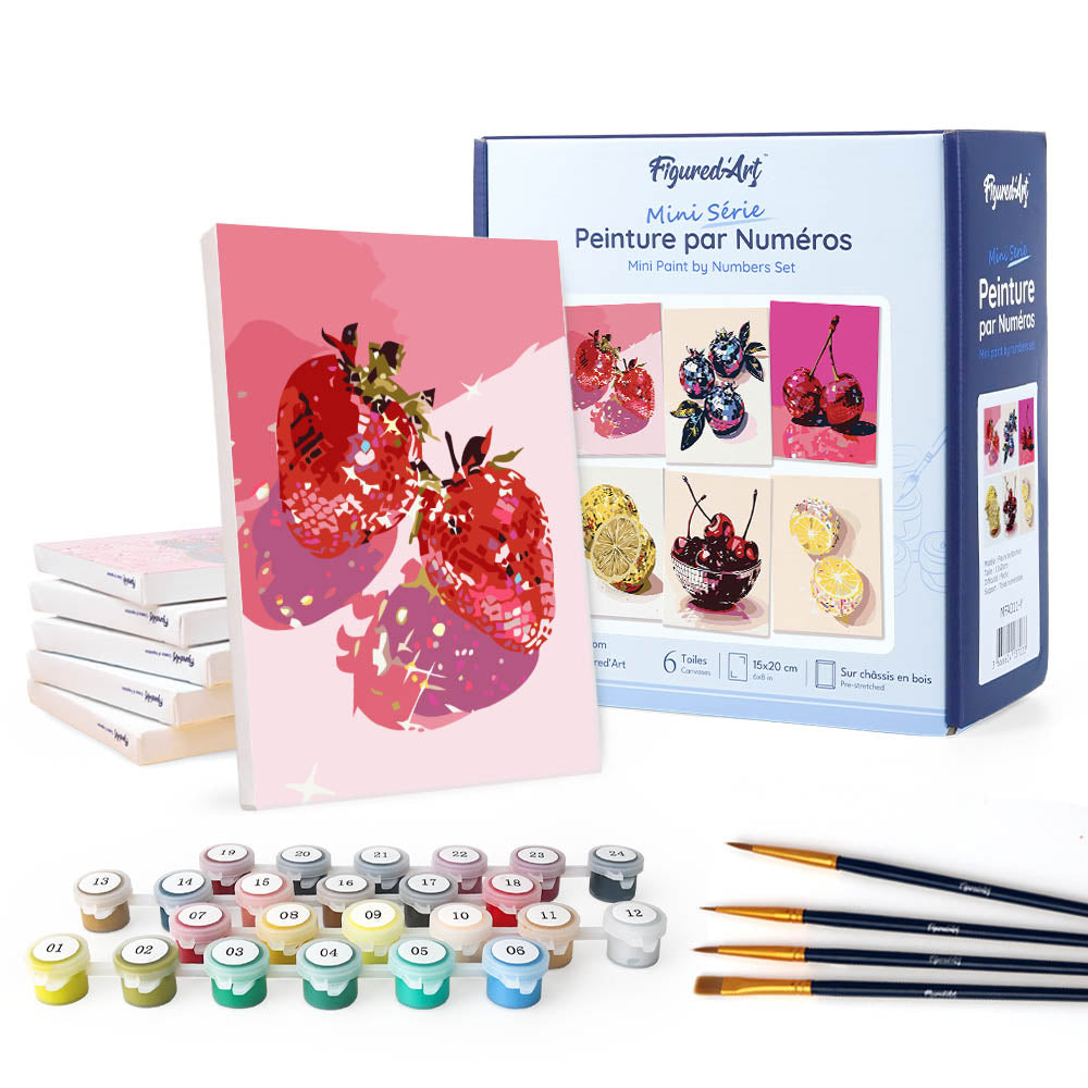 Paint by Numbers – 6 Canvas Set | Disco Fruits Figured'Art