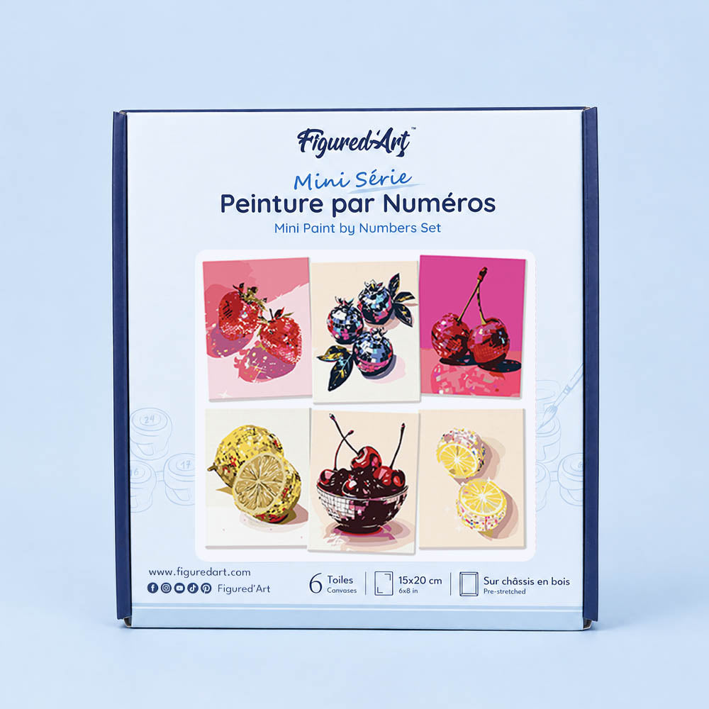 [PRE-ORDER] Mini Serie Paint by Numbers 15x20cm Framed Canvas (6 pieces) - Disco Fruits