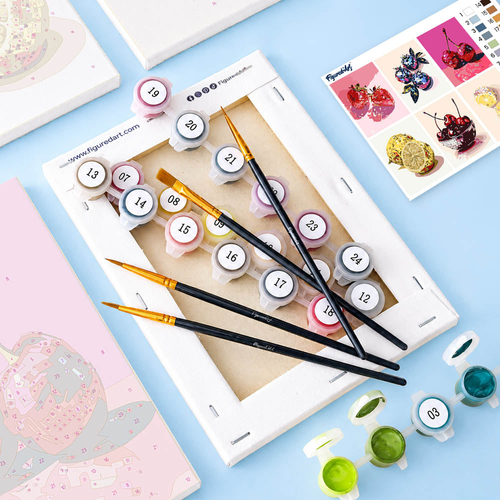 [PRE-ORDER] Mini Serie Paint by Numbers 15x20cm Framed Canvas (6 pieces) - Disco Fruits
