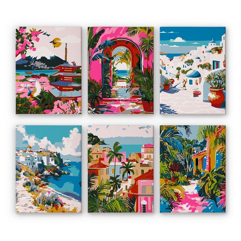 [PRE-ORDER] Mini Serie Paint by Numbers 15x20cm (6 pieces) - Mediterranean Scenes