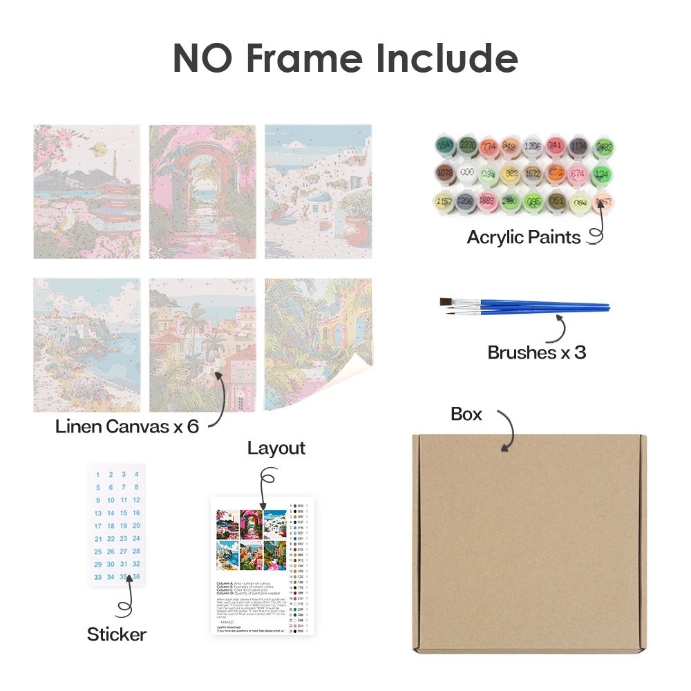 [PRE-ORDER] Mini Paint by Numbers 15x20cm (6 pieces) - Mediterranean Scenes