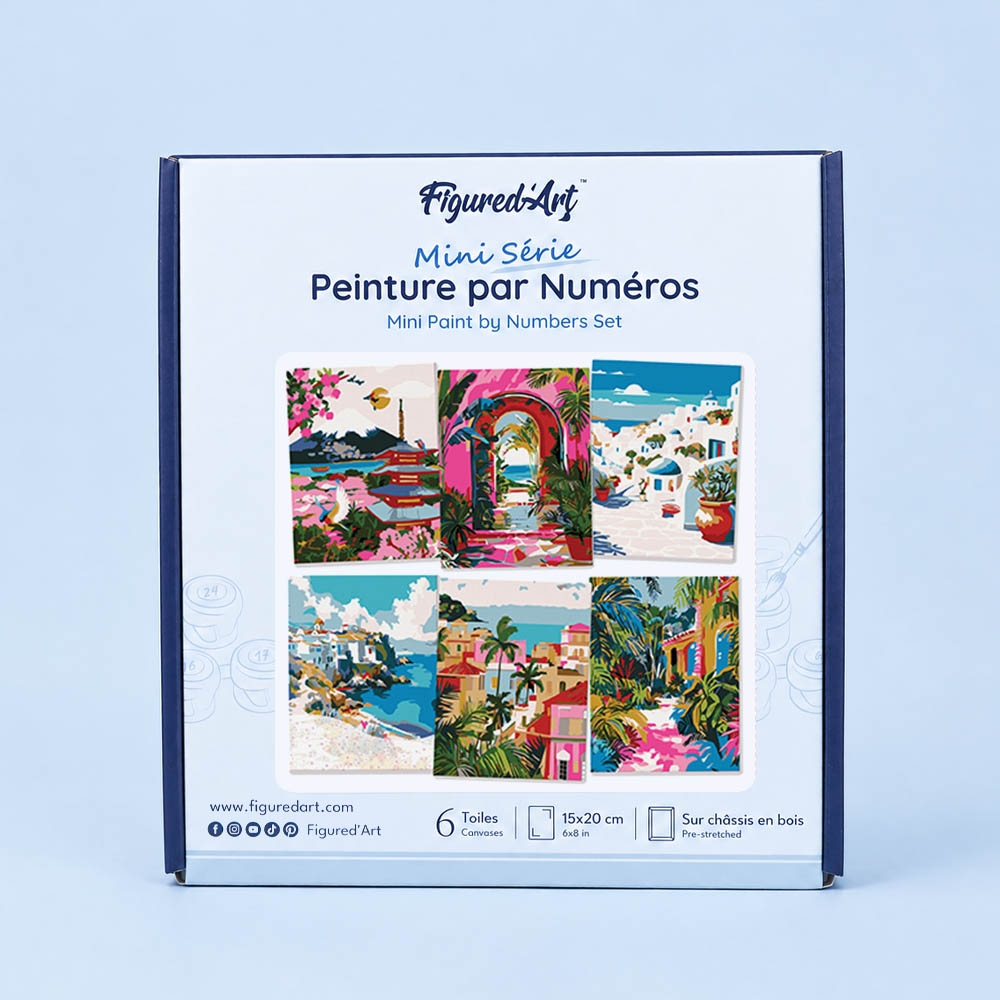 [PRE-ORDER] Mini Serie Paint by Numbers 15x20cm Framed Canvas (6 pieces) - Mediterranean Scenes