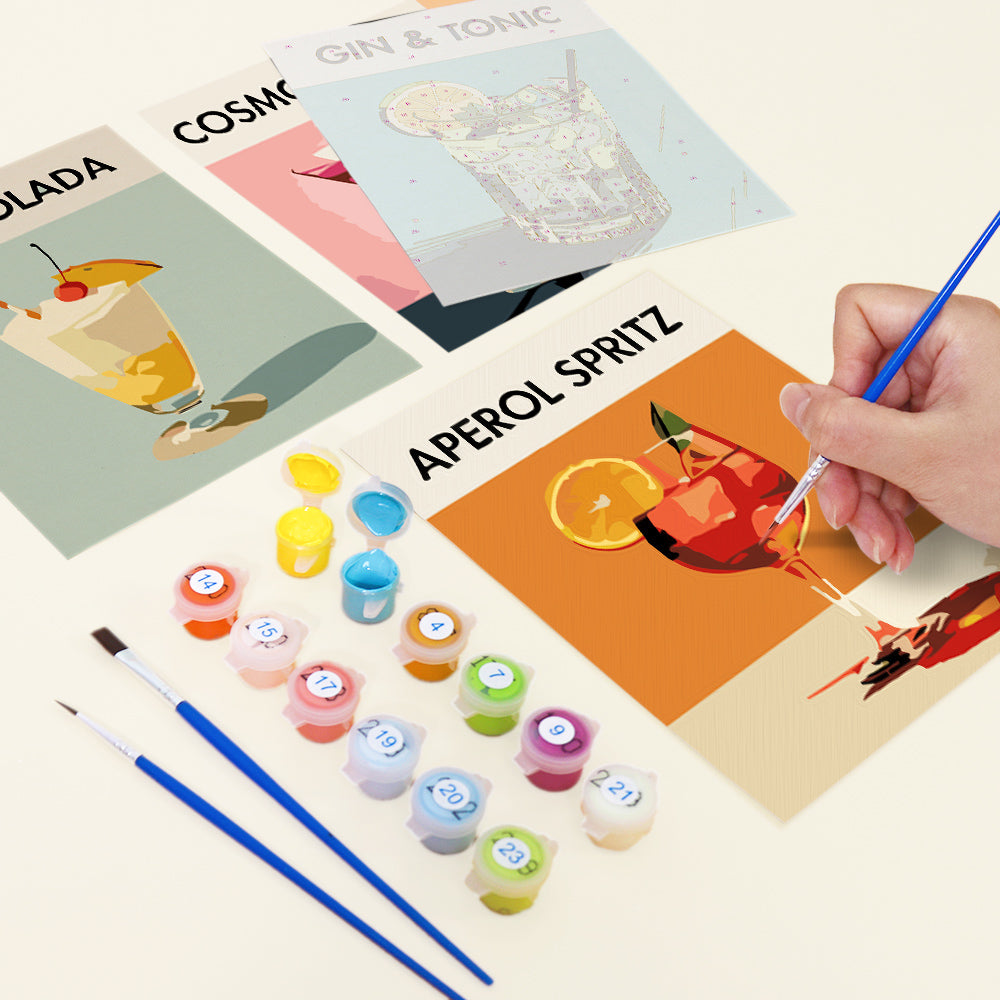 [PRE-ORDER] Mini Paint by Numbers 15x20cm (6 pieces) - Modern Bar Mixology Art Series 1