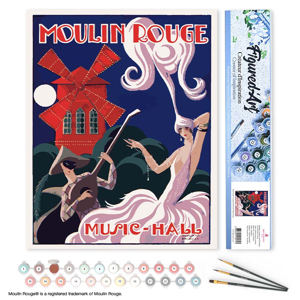Paint by numbers Poster Moulin Rouge - Music Hall - Rolled canvas