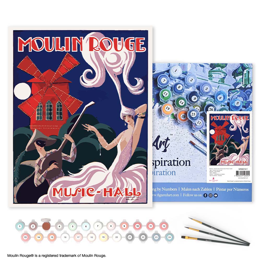 Paint by numbers Poster Moulin Rouge - Music Hall - Framed canvas