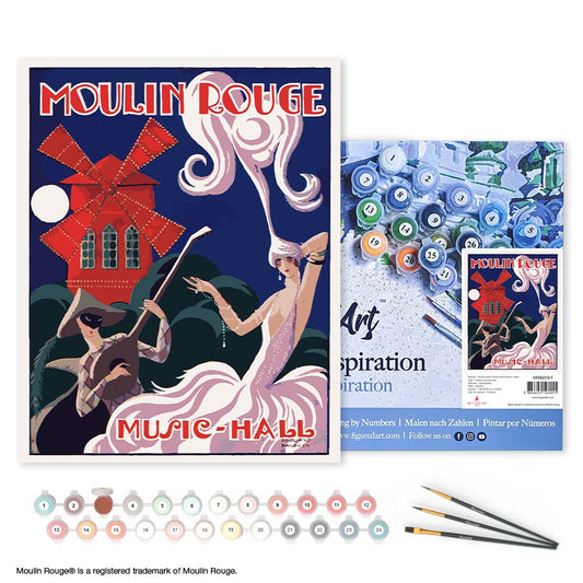 Paint by numbers Poster Moulin Rouge - Music Hall - Framed canvas