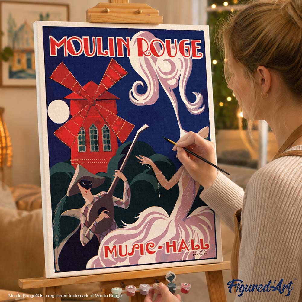 Paint by numbers Poster Moulin Rouge - Music Hall - Framed canvas