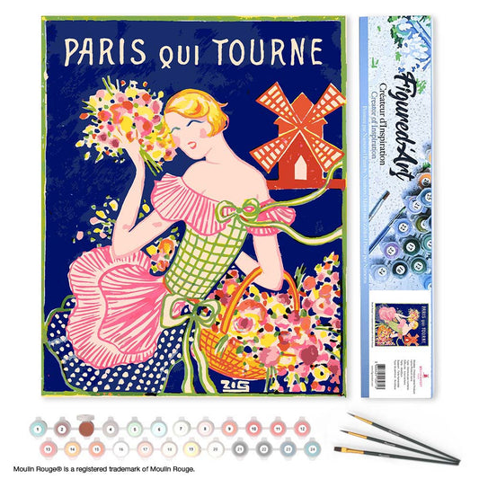 Paint by numbers Poster Moulin Rouge - Paris in Motion - Rolled canvas