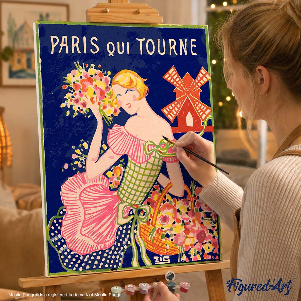 Paint by numbers Poster Moulin Rouge - Paris in Motion - Framed canvas