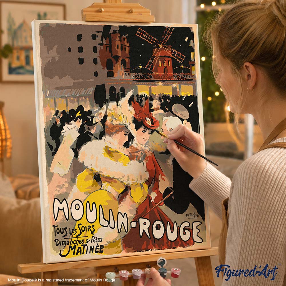 Paint by numbers Poster Moulin Rouge - The Yellow Lady - Framed canvas