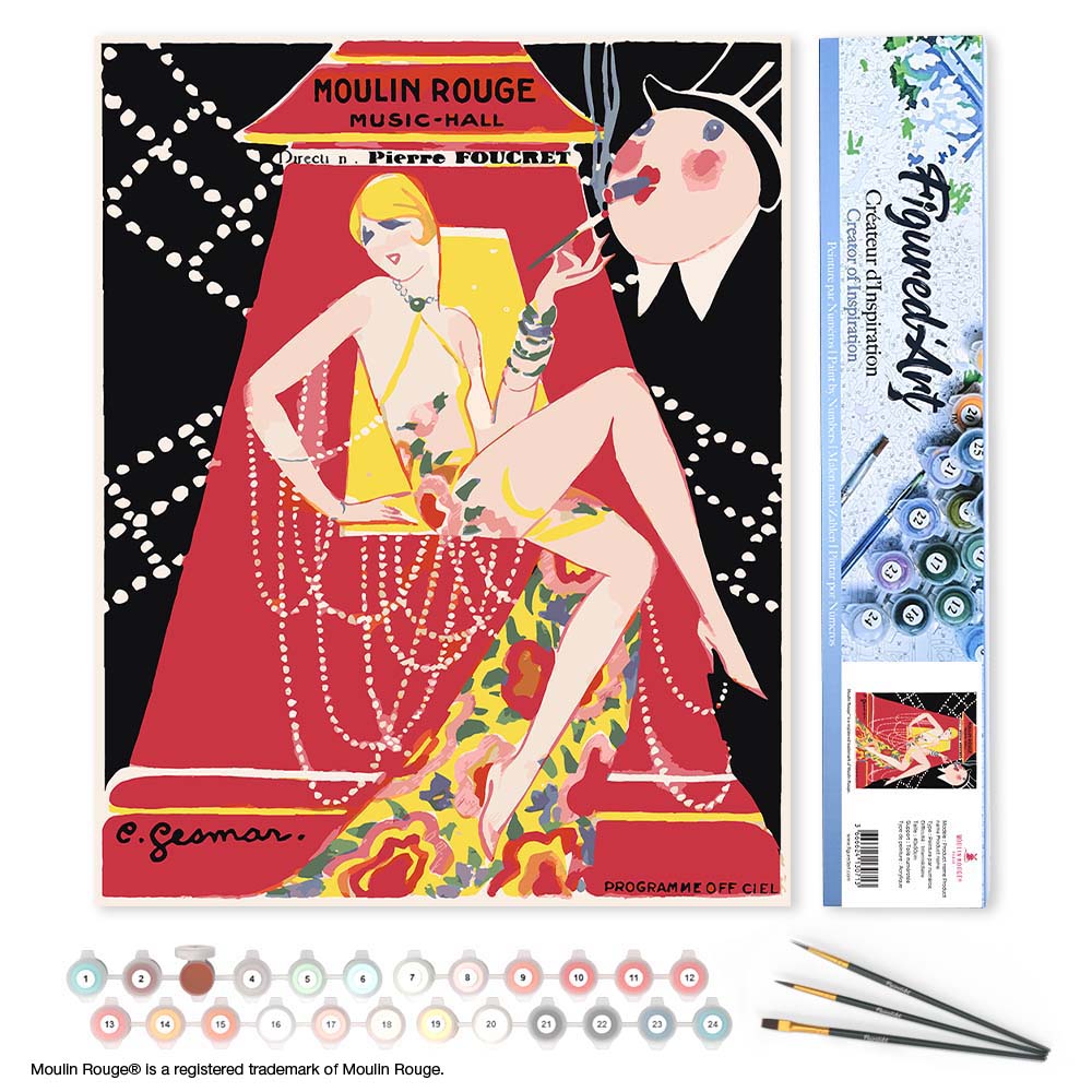 Paint by numbers Poster Moulin Rouge - Music Hall Gesmar Program - Rolled canvas