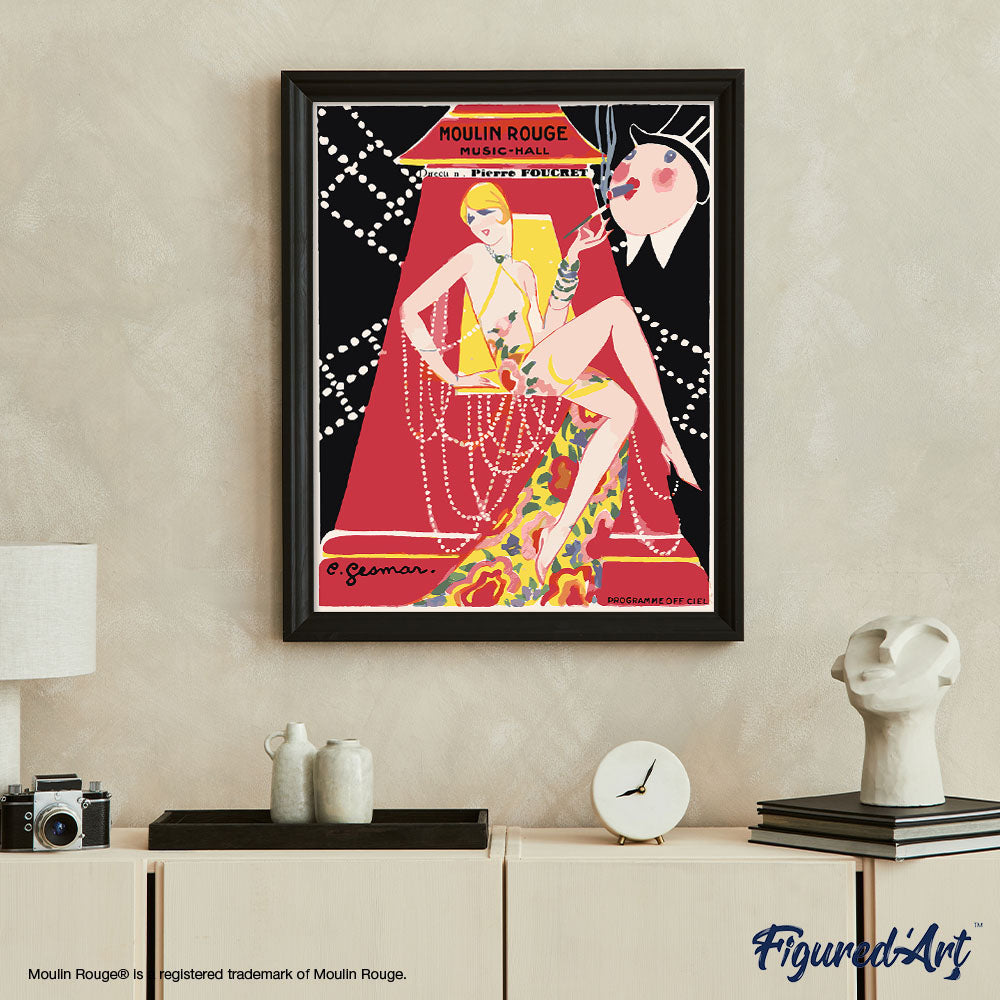 Paint by numbers Poster Moulin Rouge - Music Hall Gesmar Program - Rolled canvas