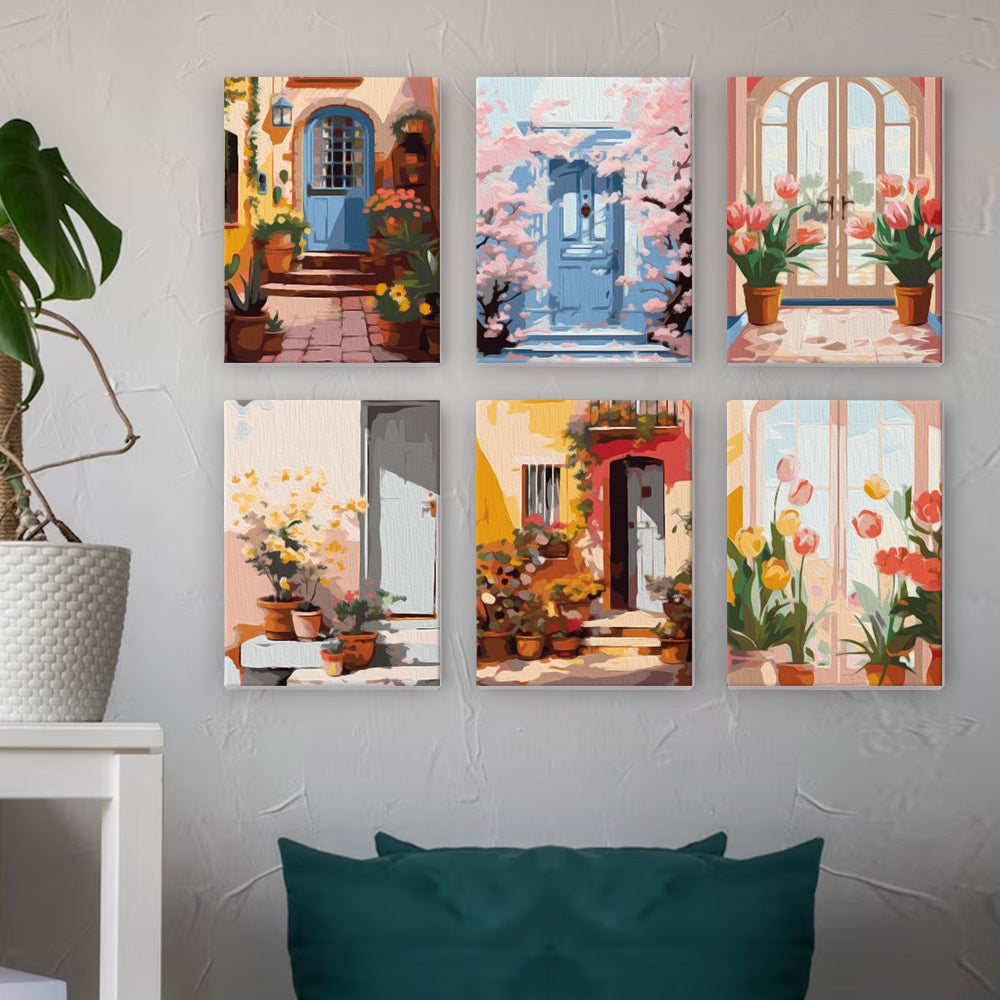 [PRE-ORDER] Mini Serie Paint by Numbers 15x20cm (6 pieces) - European Architecture and Flowers