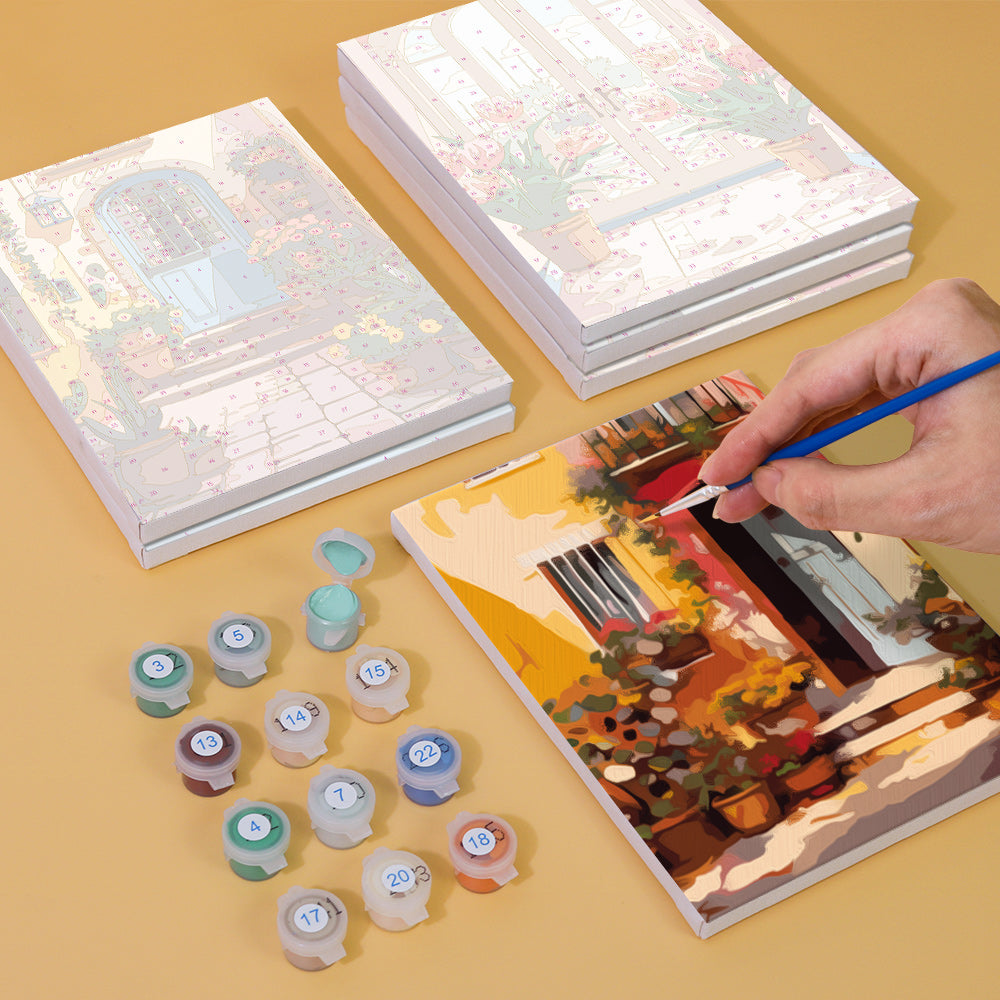 [PRE-ORDER] Mini Paint by Numbers 15x20cm (6 pieces) - European Architecture and Flowers