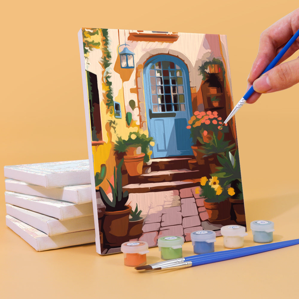 [PRE-ORDER] Mini Paint by Numbers 15x20cm Framed Canvas (6 pieces) - European Architecture and Flowers