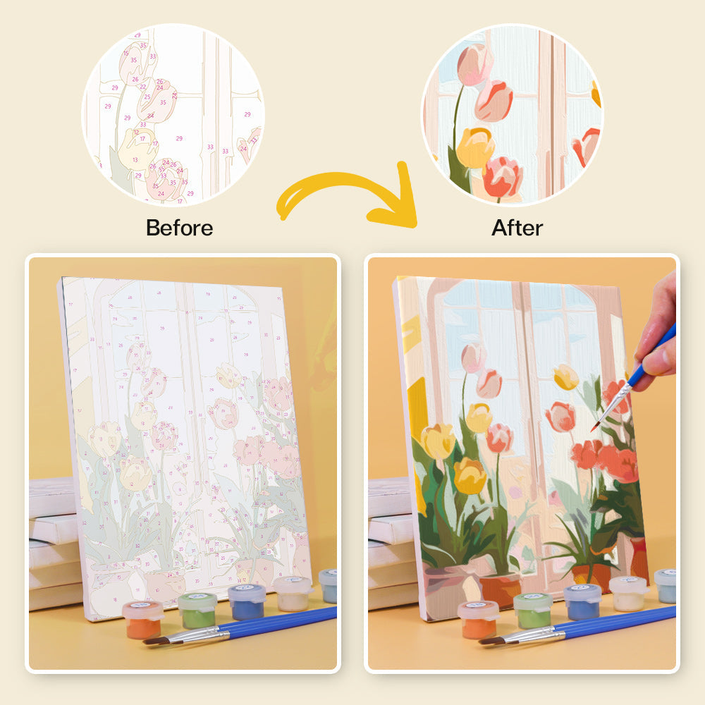 [PRE-ORDER] Mini Paint by Numbers 15x20cm (6 pieces) - European Architecture and Flowers