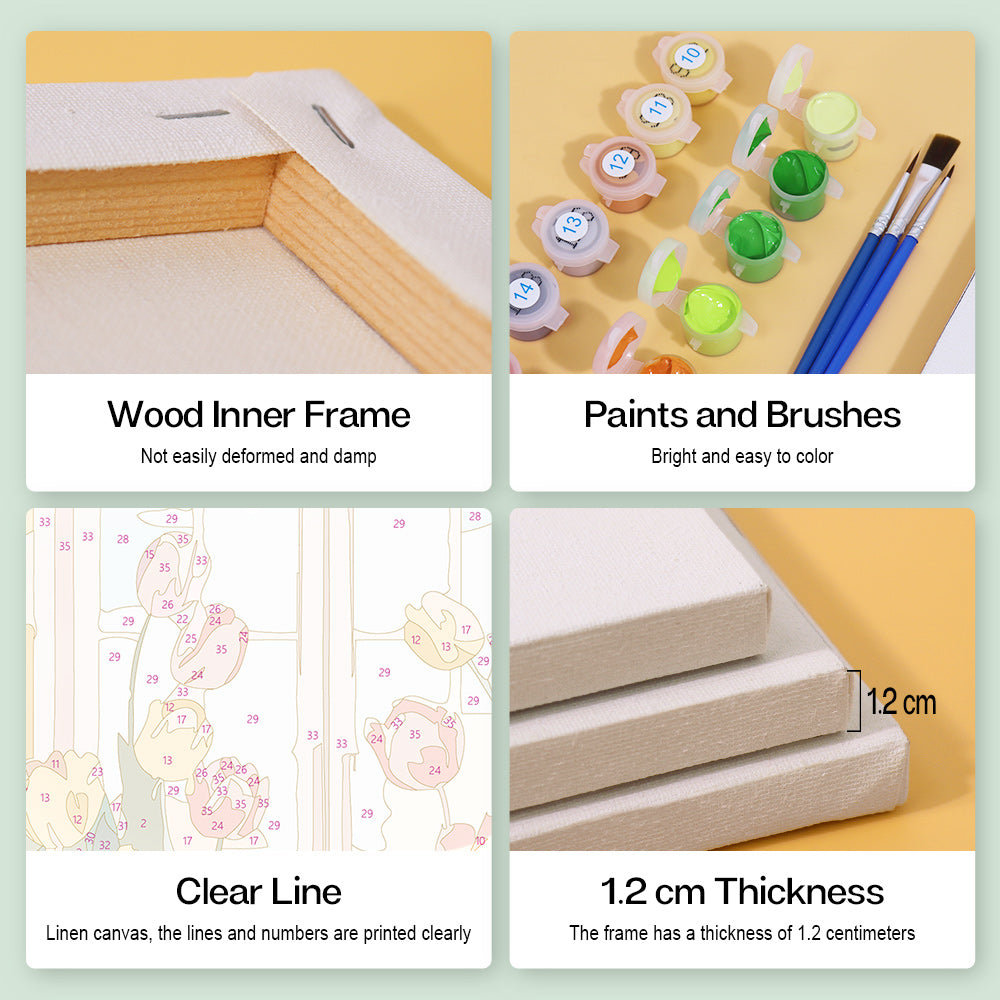 [PRE-ORDER] Mini Paint by Numbers 15x20cm Framed Canvas (6 pieces) - European Architecture and Flowers
