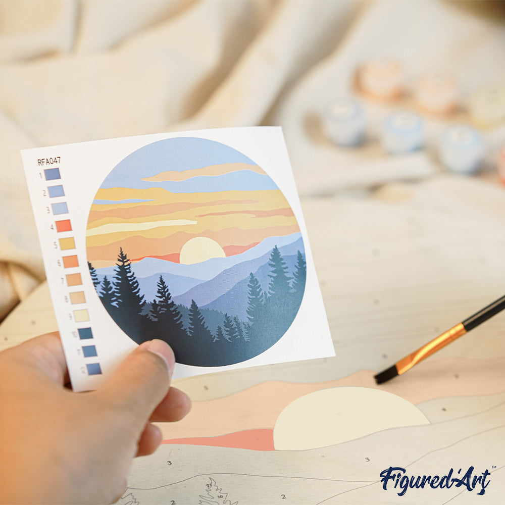 Paint by numbers on Wood Slice - Morning Coffee