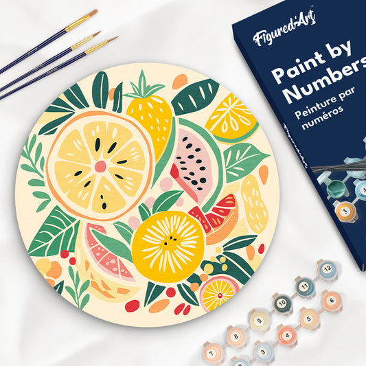 Paint by numbers on Wood Slice - Fruits Figured'Art UK