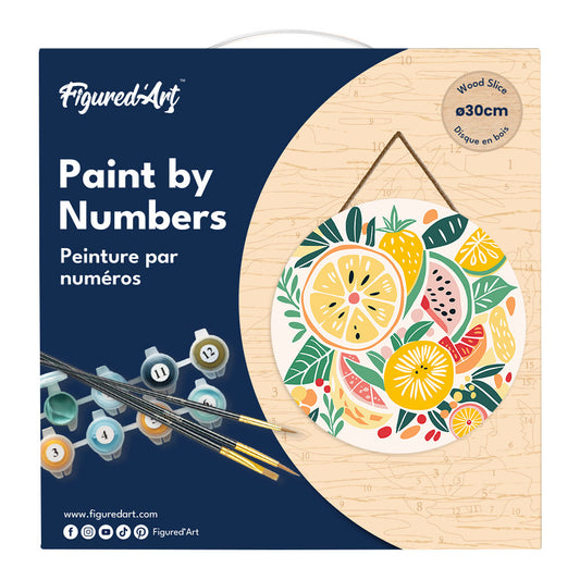 Paint by numbers on Wood Slice - Fruits