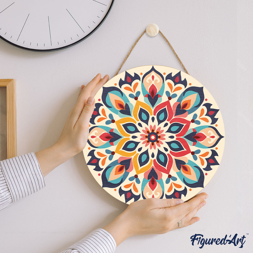 Paint by numbers on Wood Slice - Floral Mandala